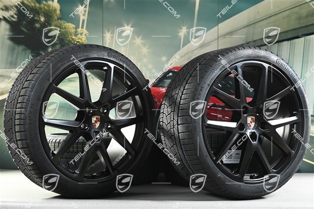 21-inch Panamera SportDesign Winter wheel set, wheel rims 9,5J x 21 ET71 + 10,5J x 21 ET71 + Continental winter tyres 275/35 R21 + 315/30 R21, black satin matt