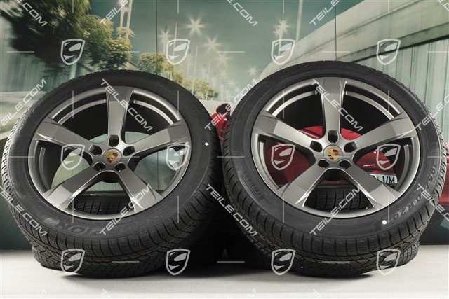 20-inch "Macan Sport" winter wheels set, rims 9J x 20 ET26 + 10J x 20 ET19, Pirelli winter tyres 265/45 R 20 + 295/40 R 20, platinum satin matt, with TPMS