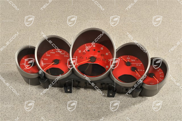 Instrument cluster / Speedometer, 6-speed manual transmission, Guards Red Dials
