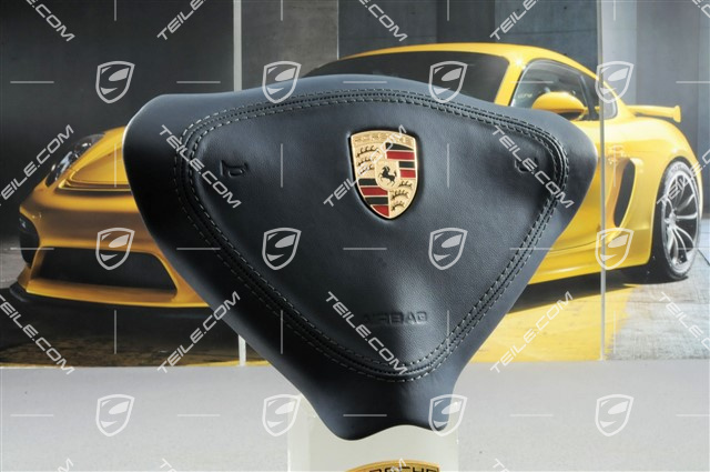 Airbag, 3-spoke, leather, "metropol" blue, with coloured crest Airbag, 3-spoke, leather, "metropol" blue, with coloured crest