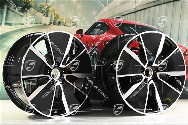 21-inch Macan Turbo wheel rim set, 8,5J x 21 ET27 + 10,5J x 21 ET47, black high gloss