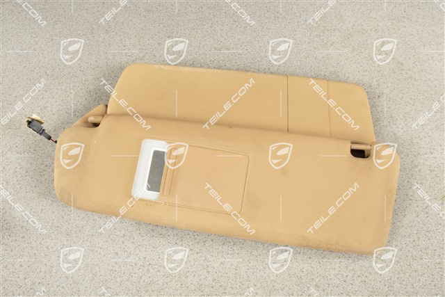 Blenda przeciwsłoneczna, z lusterkiem, Sand beige, Materiałowa, L