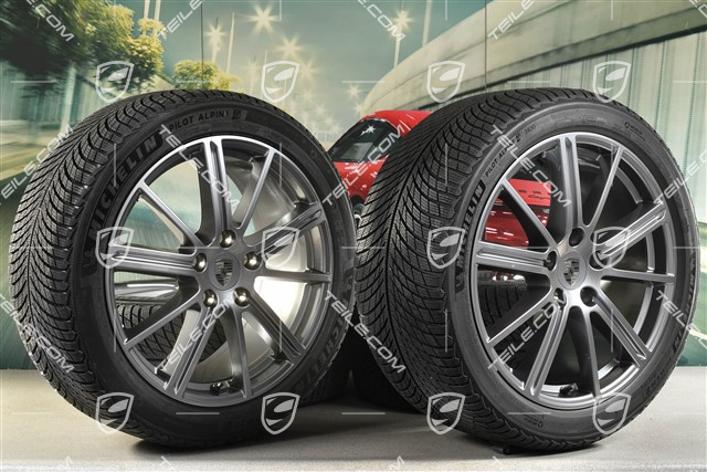 20-inch Panamera Turbo Winter wheel set, wheel rims 9,5J x 20 ET71 + 10,5J x 20 ET71 + NEW Michelin Pilot Alpin 5 winter tyres 275/40 R20 + 315/35 R20, Adamantium