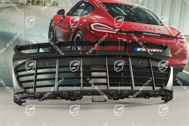 Front bumper Grille centre / middle with Park Assist, Black