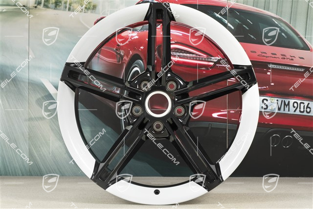 21" Mission E design wheel rim, 9.5J x 21 ET60, high-gloss black/Carrara white metallic