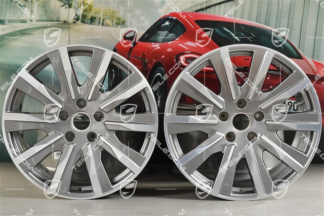 20-inch Taycan Tequipment Design wheel rim set, 9J x 20 ET54 + 11J x 20 ET60, platin silver