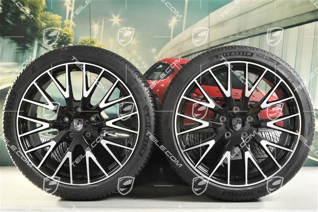 21-inch Panamera Exclusive Design Winter wheel set, wheel rims 9,5J x 21 ET71 + 10,5J x 21 ET71 + NEW Michelin Pilot Alpin 5 winter tyres 275/35 R21 + 315/30 R21, black high gloss