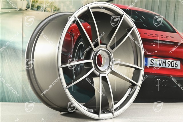 20+21-inch wheel rim set Turbo S, rims: front 8,5J x 20 ET40 + rear 11J x 21 ET66, Platinum satin matt