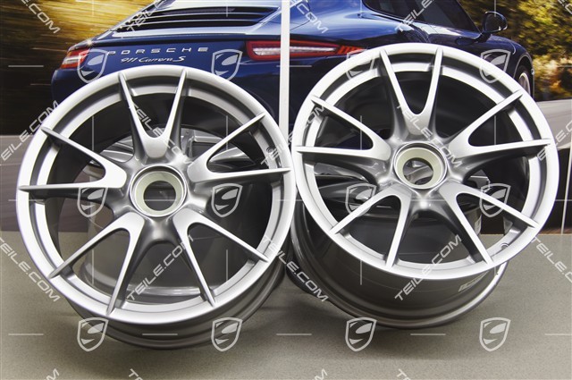 19" Komplet felg GT3RS / GT3RS 4.0, GT-Silber, 9J x 19 ET47 + 12J x 19 ET48