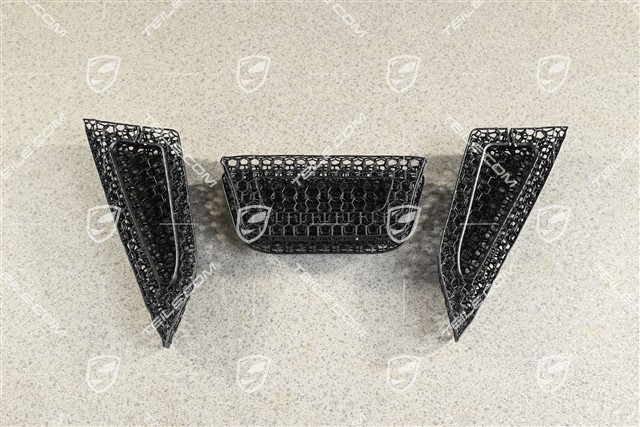 Farbige Designelemente in Gitterstruktur in Schwarz, 3D-Druck Bodyform Vollschalensitz