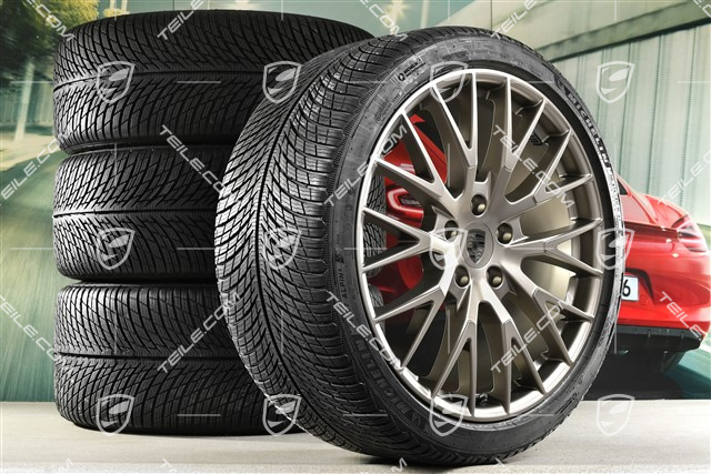21" Panamera Exclusive Design Koła zimowe, komplet, felgi 9,5J x 21 ET71 + 10,5J x 21 ET71 + NOWE opony zimowe Michelin Pilot Alpin 5 275/35 R21 + 315/30 R21, Turbonit