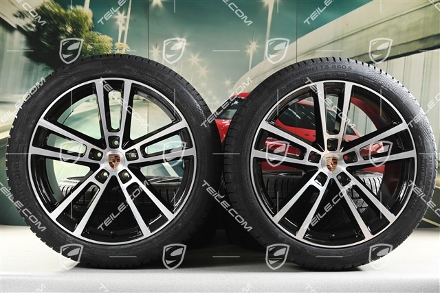 22-inch winter wheel set Sport Design, wheel rims 10J x 22 ET48 +11,5J x 22 ET52 + NEW Continental winter tyres 285/40 R22 + 315/35 R22, black high gloss