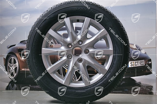 18-inch Cayenne winter wheel set, 4x wheels 8 J x 18 ET 53 + 4x Pirelli tyres 255/55 R 18 109V XL M+S, without TPMS