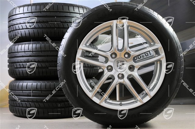 Set of 19" Cayenne Turbo summer wheels, 8.5J x 19 ET59 rims + NEW Goodyear summer tyres 265/50 R19, with TPMS sensors