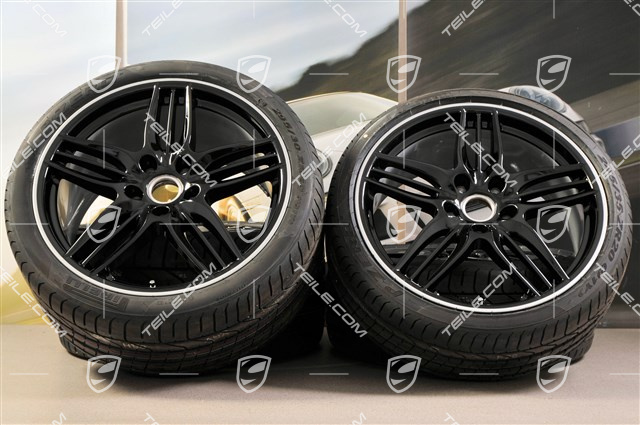 20-inch SportDesign summer wheel set, Exclusive - black high gloss, 8,5J x 20 ET51 + 11J x 20 ET70, NEW Pirelli summer tyres 245/35 R20 + 295/30 R20