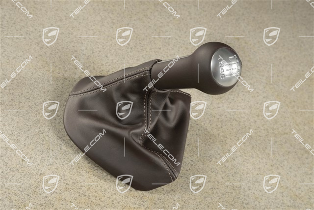 Schalthebelknopf, Cocoa, Leder / Aluminium, 6-gang schaltgetriebe