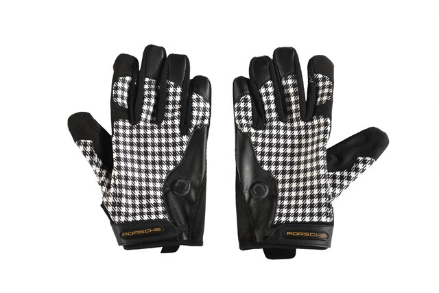 Porsche Classic Assembly gloves, Pepita / houndstooth, black, size 10