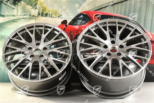 21-inch wheel rim set Panamera Exclusive Design, 9,5J x 21 ET71 + 11,5J x 21 ET69, Platinum Silver Metallic