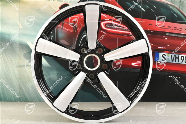 20+21-inch wheel rim set Carrera Exclusive, rims: front 9,5J x 20 ET44 + hinten 12J x 21 ET70, black high gloss