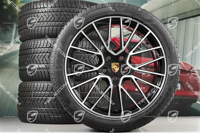 21-inch Cayenne COUPÉ RS Spyder winter wheel set, rims 9,5J x 21 ET46 + 11,0J x 21 ET49 + NEW Pirelli winter tyres 275/40 R21 + 305/35 R21, with TPMS, black high gloss