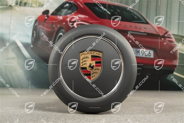 Hybrid, Airbag-Einheit für Lenkrad, Leder, Schwarz