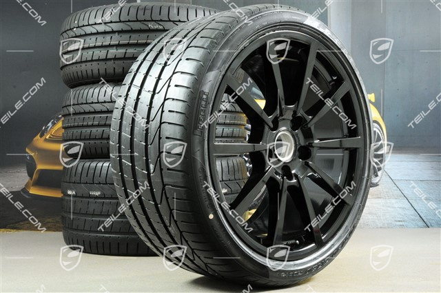 20-inch Carrera Classic II summer wheels set, rims 8,5 J x 20 ET49 + 11,5 J x 20 ET76 + NEW summer tires 245/35 R20 + 305/30 R20, with TPM, black