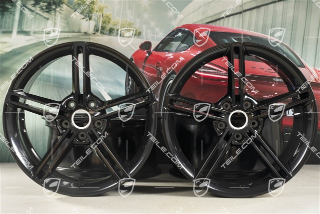 21" Wheel rim set Mission E Design, 9,5J x 21 ET60 + 11,5J x 21 ET66, black high gloss
