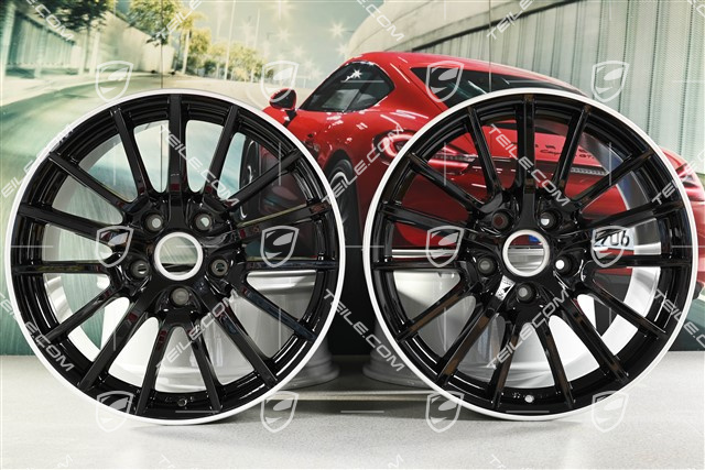 19" Komplet felg Sport Design, czarne, felgi 8J x 19 ET57 + 9,5J x 19 ET46, gwiazda felgi czarna / rant srebrny
