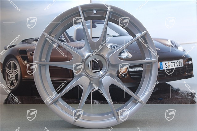 19-inch GT3 II RS 4.0 / GT2 RS wheel set, silver, front 9J x 19 ET47+ rear 12J x 19 ET48 + red centre wheel nuts