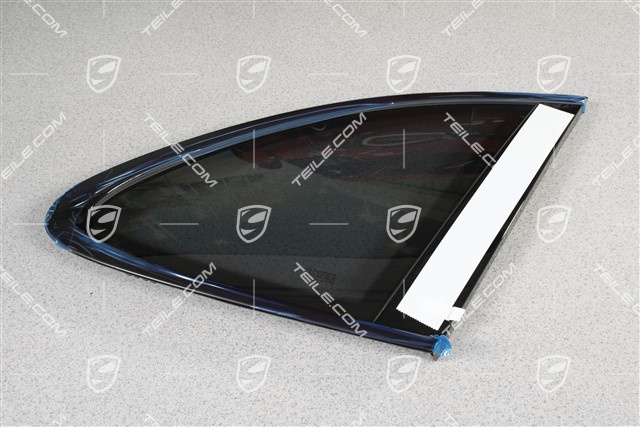 Seitenscheibe mit Zierleiste, Aluminium-Paket Schwarz, Dämmglas im Fond, R