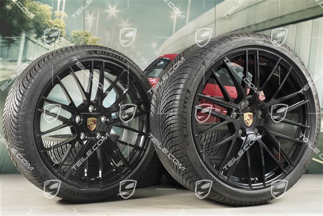 20"+21" Turbo V Winterräder Satz, Felgen 8,5J x 20 ET40 + 11J x 21 ET66 + NEUE Winterreifen 245/35 R20 + 305/30 R21