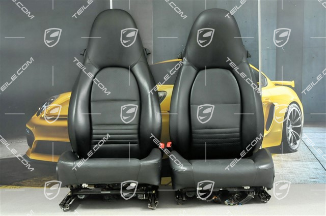 Seats, el adjustable, heating, Lumbar, leather, Black, set (L+R)