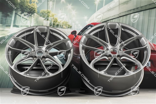 22" felgi GT, komplet, 10J x 22 ET48 + 11,5J x 22 ET52, Platinum satynowy półmat