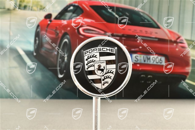 Wheel hub cap, black satin matt / crest silver