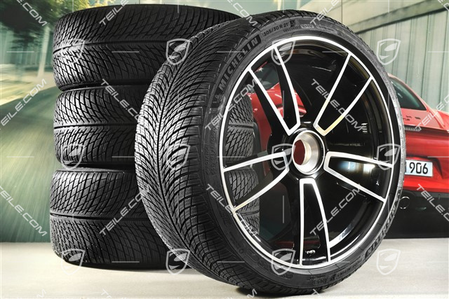 20"+21" Turbo S Winterräder Satz, Zentralverschluss Felgen 8,5J x 20 ET40 + 11J x 21 ET66 + NEUE Michelin Winterreifen 245/35 R20 + 305/30 R21