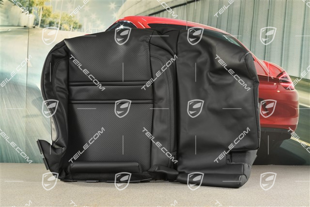 Rear seat upholstery / cover, Smooth Leather, lower part / cushion, Vented, Coupe, Black, L