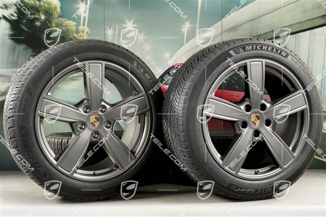 20-inch Cayenne COUPE Sport Classic winter wheel set, rims 9J x 20 ET50 + 10,5J x 20 ET55 + NEW Michelin winter tyres 275/45 R20 + 305/40 R20, with TPMS, Platinum satin mat