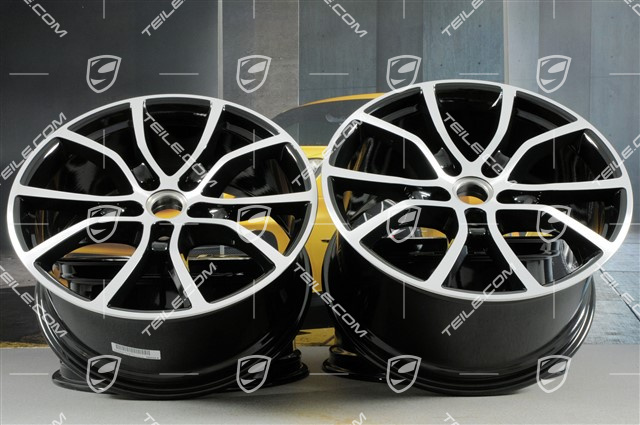 21-inch wheel rim set Cayenne Exclusive Design, 11J x 21 ET58 + 9,5J x 21 ET46, black high gloss