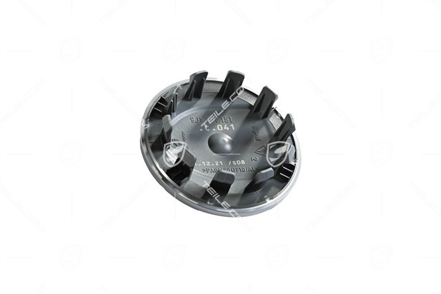 Wheel hub cap, crest coloured, black gloss/ outer ring in silver