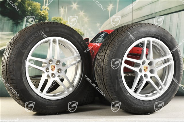 18" "Macan S" Winterräder Satz, Felgen 8J x 18 ET21 + 9J x 18 ET21 + Continental Winterreifen 235/60 ZR 18 + 255/55 ZR 18, mit RDK-Sensoren