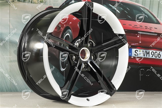 21-inch wheel rim Mission E Design, 11,5J x 21 ET66, black high gloss/Carrara white metallic