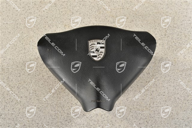 Airbag, 3-spoke, plastic, black, crest black/silver