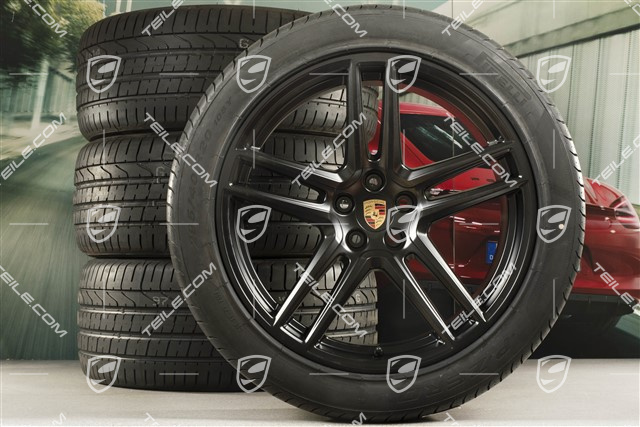 20-inch Turbo summer wheels set, rims 9J x 20 ET26 + 10J x 20 ET19 + NEW Pirelli summer tyres 265/45 R20 + 295/40 R20, Black satin mat, with TPMS