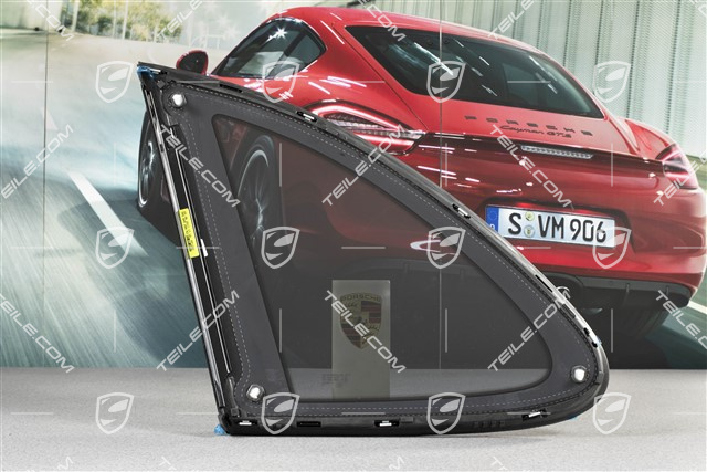 Seitenscheibe mit Zierleiste, Aluminium-Paket Schwarz, Dämmglas im Fond, R