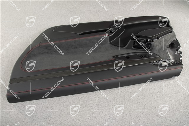Türverkleidung, Leder / Alcantara, Schwarz / Karminrot, Zierleiste Carbon, Spyder, R