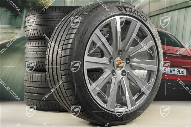 20-inch Tequipment Design summer wheel set, rims 9J x 20 ET54 + 11J x 20 ET60 + NEW Michelin summer tyres 245/45 R20 + 285/40 R20, platin silver
