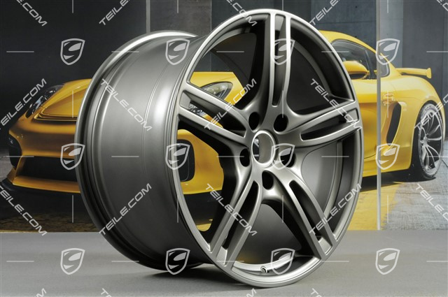 20" Komplet felg Panamera Turbo, 9,5J x 20 ET71 + 11,5J x 20 ET68, Platinum satynowy mat
