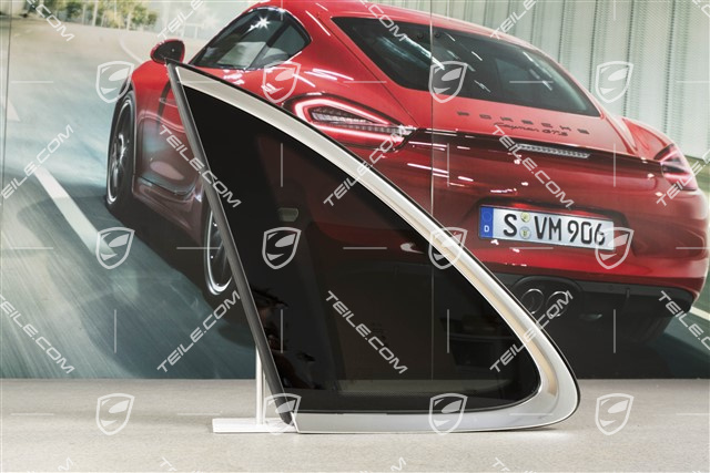 Side window with moulding, aluminium package Chrome look, Privacy glazing, L