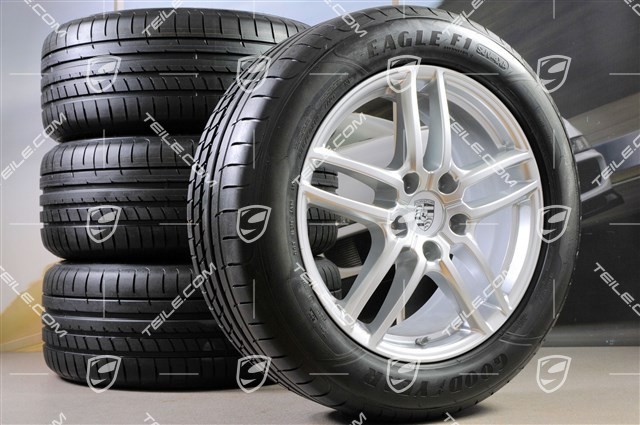 Set of 19" Cayenne Turbo summer wheels, 8.5J x 19 ET59 rims + NEW Goodyear summer tyres 265/50 R19, with TPMS sensors