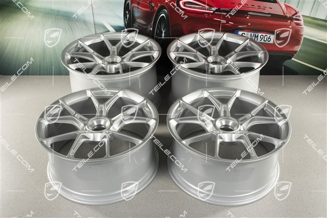 20"+21" GT3 Felgen Satz, 9,5J x 20 ET46 + 12J x 21 ET45, in Brilliant Silber
